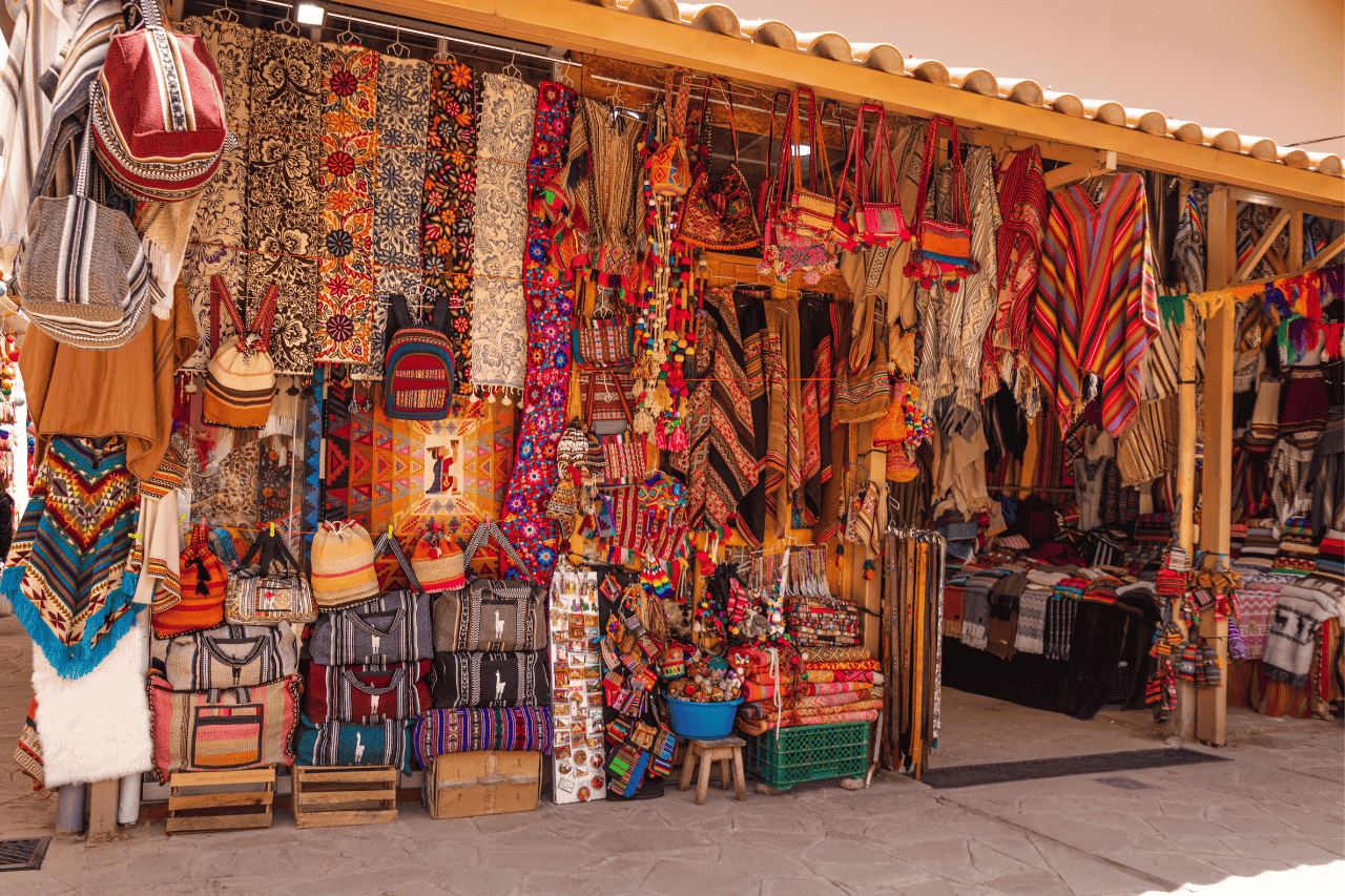 Arts and craft in a local market stall