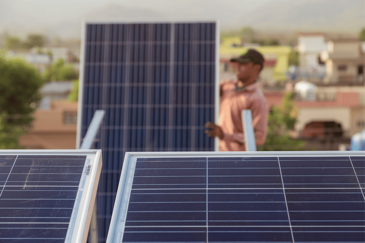 solar panels on a roof